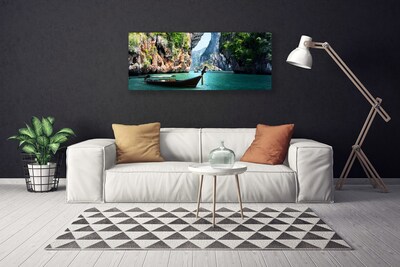 Quadro su tela Paesaggio della roccia del lago della barca