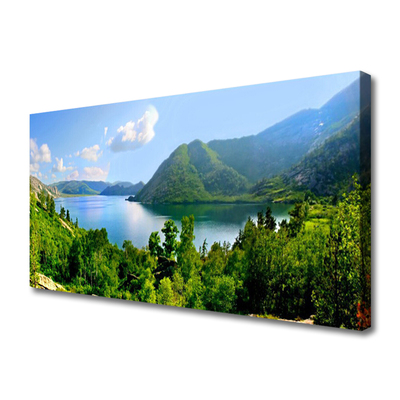 Quadro su tela Paesaggio di montagna del lago forestale