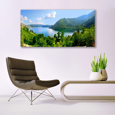 Quadro su tela Paesaggio di montagna del lago forestale