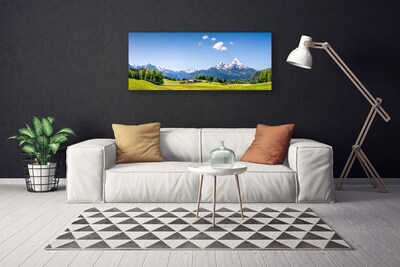 Quadro su tela Paesaggio di montagna di campi di alberi