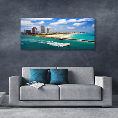 Quadro su tela Paesaggio della città della spiaggia del mare