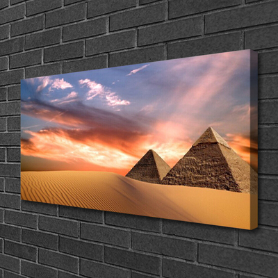 Stampa quadro su tela Piramide Del Deserto Sul Muro