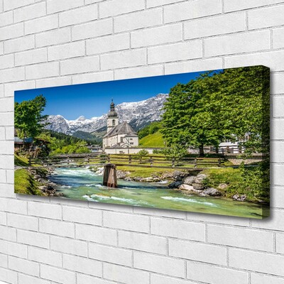 Quadro su tela Ponte Chiesa Lago Natura