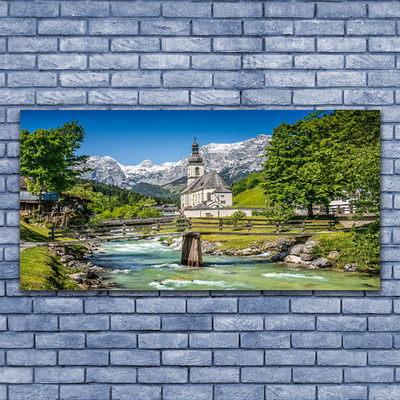 Quadro su tela Ponte Chiesa Lago Natura