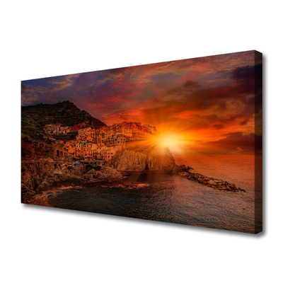 Quadro su tela Paesaggio della città di mare