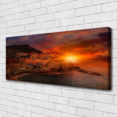 Quadro su tela Paesaggio della città di mare