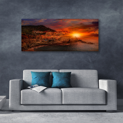 Quadro su tela Paesaggio della città di mare