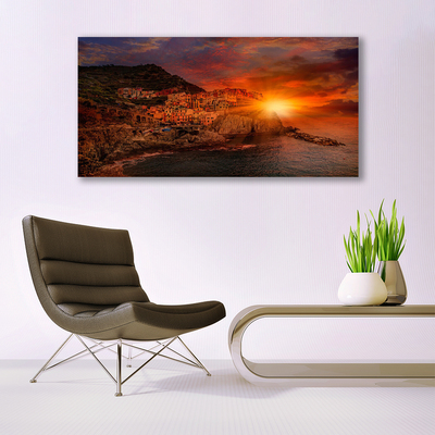 Quadro su tela Paesaggio della città di mare