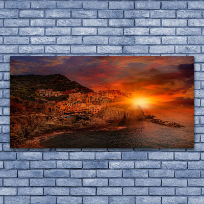 Quadro su tela Paesaggio della città di mare
