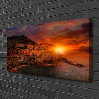 Quadro su tela Paesaggio della città di mare