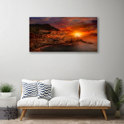 Quadro su tela Paesaggio della città di mare