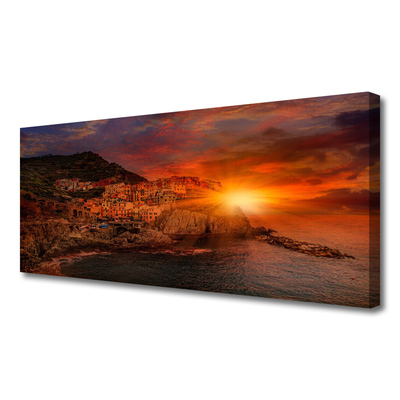 Quadro su tela Paesaggio della città di mare