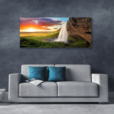 Quadro su tela Montagna della cascata della natura