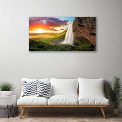 Quadro su tela Montagna della cascata della natura