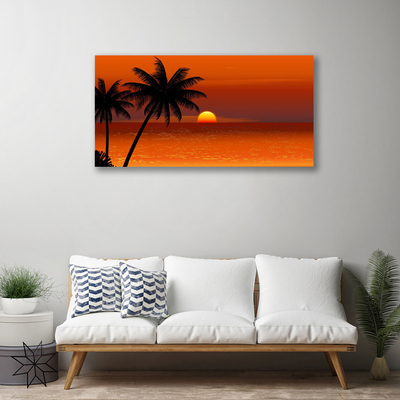 Quadro su tela Paesaggio del sole del mare della palma