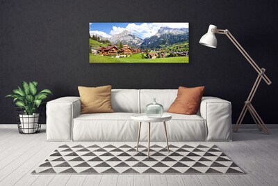 Quadro su tela Case del paesaggio di montagna