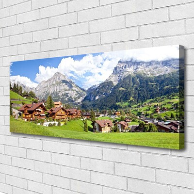 Quadro su tela Case del paesaggio di montagna