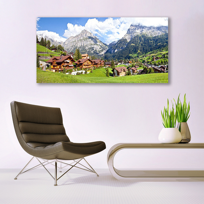 Quadro su tela Case del paesaggio di montagna