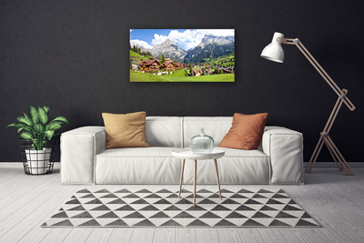 Quadro su tela Case del paesaggio di montagna