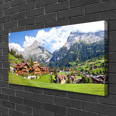 Quadro su tela Case del paesaggio di montagna