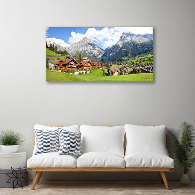 Quadro su tela Case del paesaggio di montagna