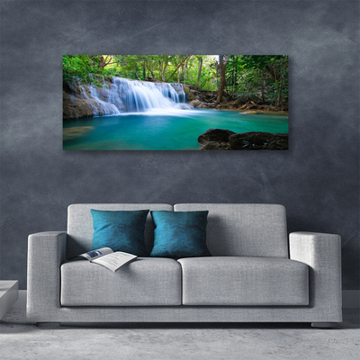 Quadro su tela Cascata del lago della foresta naturale