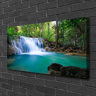 Quadro su tela Cascata del lago della foresta naturale