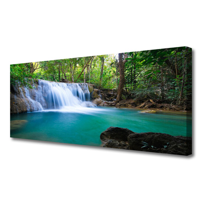 Quadro su tela Cascata del lago della foresta naturale