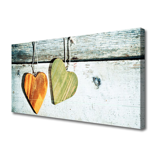 Quadro su tela Cuore in legno Art