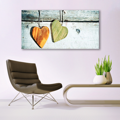 Quadro su tela Cuore in legno Art