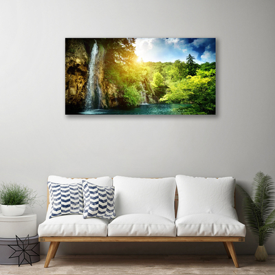 Quadro su tela Paesaggio degli alberi della cascata