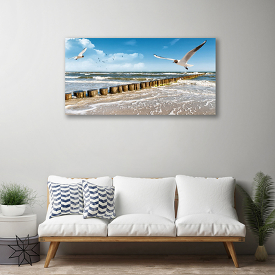 Quadro su tela Paesaggio del mare dei gabbiani