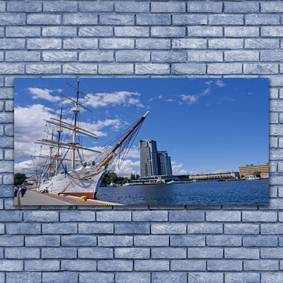 Quadro su tela Paesaggio della città del mare della barca