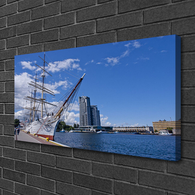 Quadro su tela Paesaggio della città del mare della barca