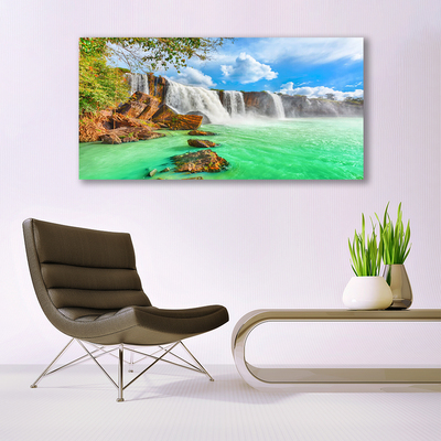 Quadro su tela Paesaggio del lago della cascata