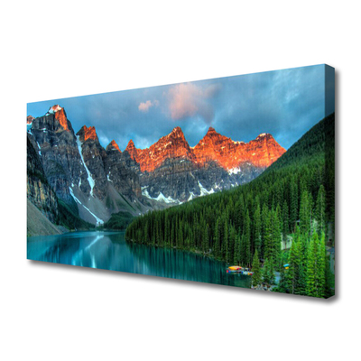 Quadro su tela Paesaggio del lago della foresta di montagna