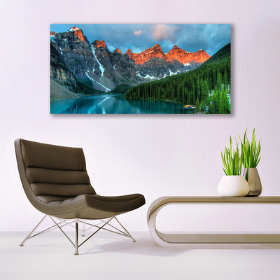 Quadro su tela Paesaggio del lago della foresta di montagna