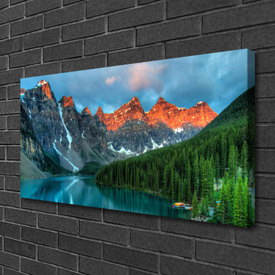 Quadro su tela Paesaggio del lago della foresta di montagna