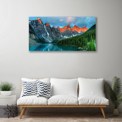 Quadro su tela Paesaggio del lago della foresta di montagna