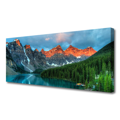 Quadro su tela Paesaggio del lago della foresta di montagna