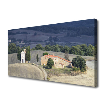 Quadro su tela Paesaggio degli alberi del prato