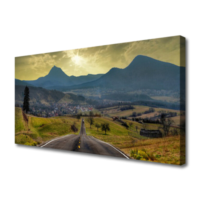 Quadro su tela Strada al paesaggio di montagna