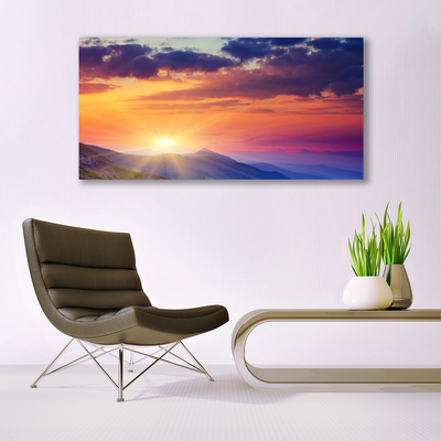 Quadro su tela Paesaggio di montagna del sole