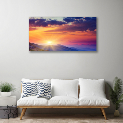 Quadro su tela Paesaggio di montagna del sole