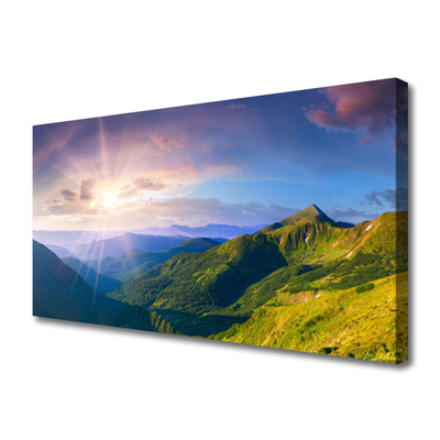 Quadro su tela Paesaggio del sole del prato di montagna