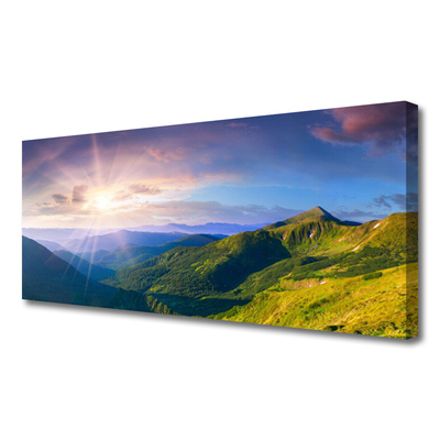 Quadro su tela Paesaggio del sole del prato di montagna