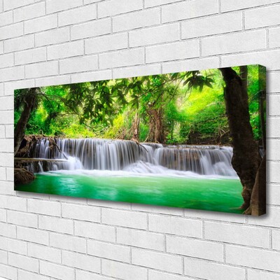 Quadro su tela Cascata del lago della foresta naturale