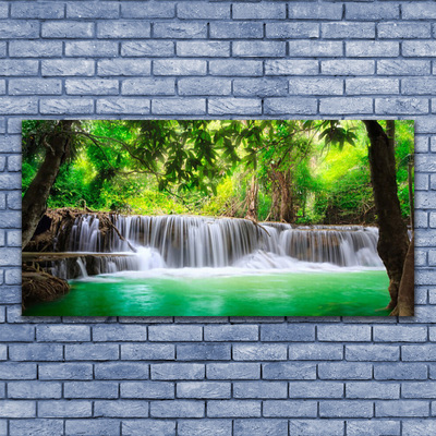 Quadro su tela Cascata del lago della foresta naturale