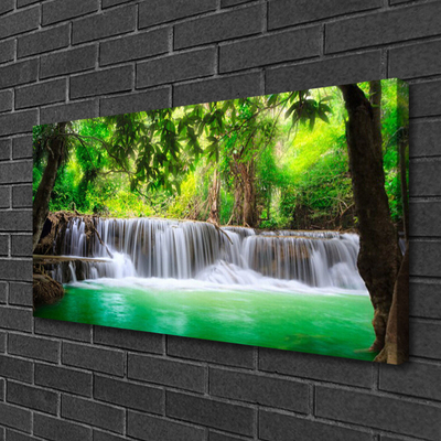 Quadro su tela Cascata del lago della foresta naturale