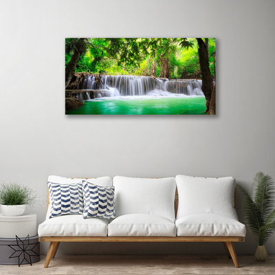 Quadro su tela Cascata del lago della foresta naturale